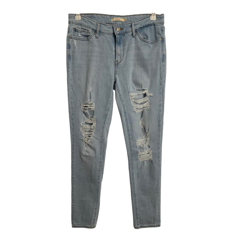 Levi's 711 Skinny Women's 29 Ripped Distressed Denim‎ Jeans Streetwear Y2K Urban